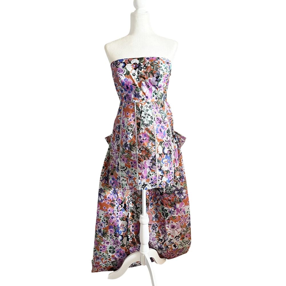 Anthropologie Geisha Designs Strapless Floral Mini Dress Medium  NWT - Picture 3 of 11